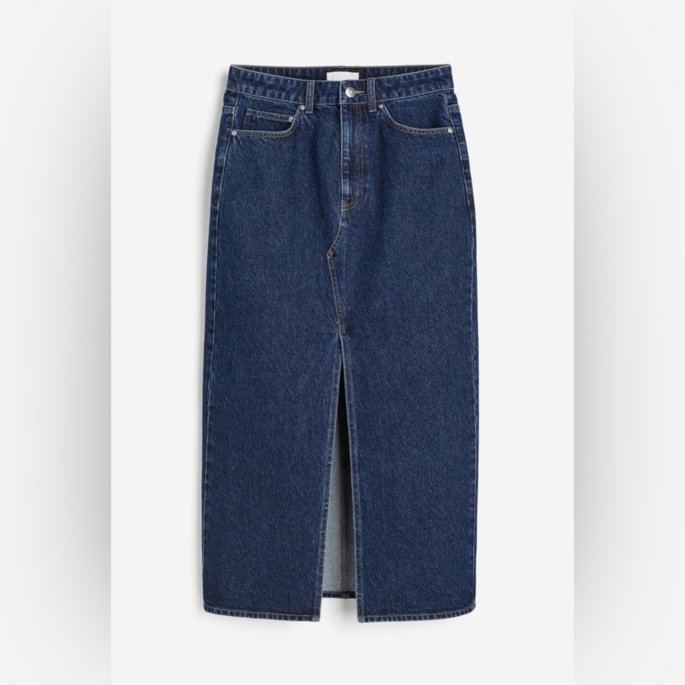 H&M Blue Denim Midi Skirt